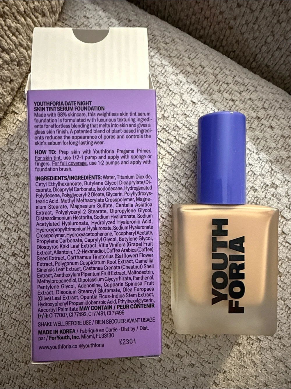 Youth Foria Skin Tint Serum Foundation - Light to Light Medium